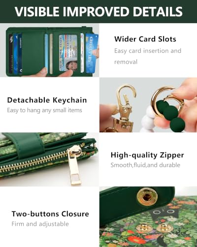 Image of Keychain Wallet Wristlet for Women,RFID Small Cat Wallet for Women | Wallet Wristlet with Zipper Coin Pocket,Vegan Leather Card Wallets for Women, 2 ID Window,Gift
