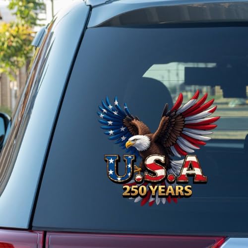 Image of 2pcs USA 250th Anniversary Merchandise Patriotic 1776-2026 Car Decals | Bumper Stickers for Cars, Trucks, Vehicles, 250 Years Commemorative Window Decal 10 inch