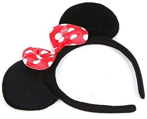 The Electric Mammoth 1 PC Polka Dot Mouse Ears Headband Adult Headband Mouse Costume Solid Back Red Pink Bow for Girls Boys Birthday Party Theme Park Costume Play Celebration
