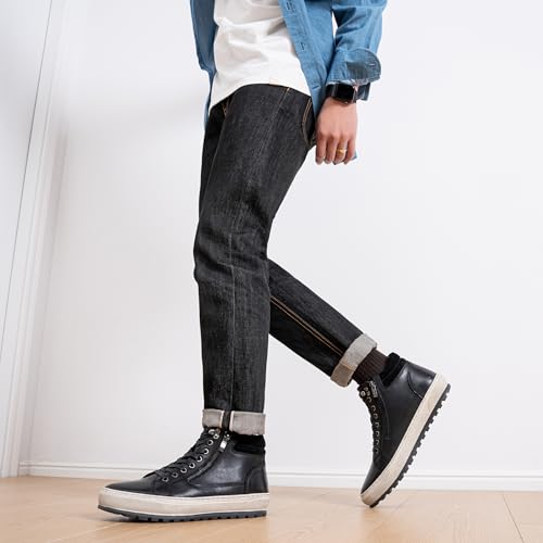 Jousen Mens Casual Shoes Premium Leather Side Zipper High Top Boots Fashion Sneakers for Men4