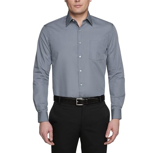 Image of Van Heusen Men's Poplin Regular Fit Solid Point Collar Dress Shirt