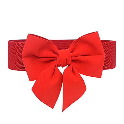 Tenorbass Damen Bowknot Breiter Gürtel - Elastische Vintage Große Schleife für Kleider, Mädchen Niedlich Taille für Weihnachten Party Adorable...