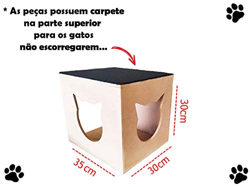 Nicho de Gato MDF Crú 4 Tocas 4 Prateleira + Mimo