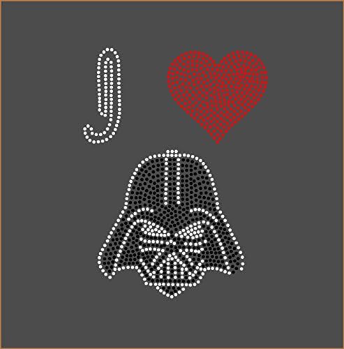 STAR WARS I Love Darth Vader Inspired Fan Art Rhinestone Iron On Transfer Hot Fix Bling