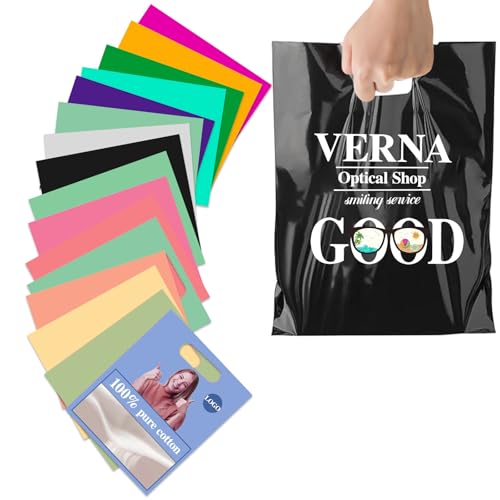 Solarix Bolsas de Plástico Personalizadas con Logo, Paquete 50 1000 Unidades, Multitamaño, para Negocios Pequeños, Tiendas de Ropa, Boutiques, Supermercados, Minoristas y Fiestas