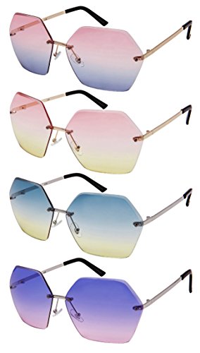 Edge I-Wear Oversized Hexagon Shaped Sunglasses with Ocean Lens 3120-OCR3