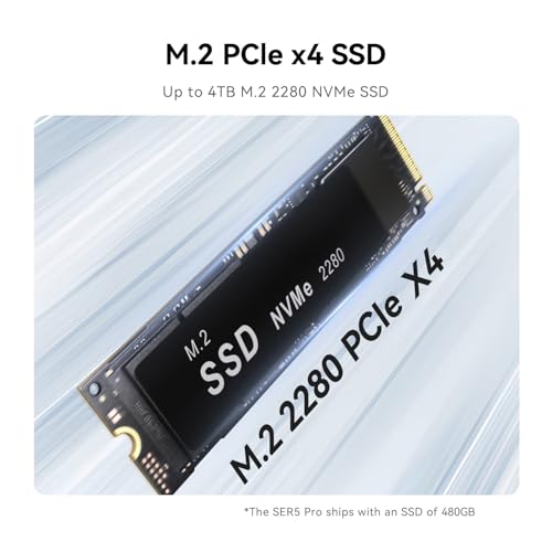 Image of Beelink SER5 PRO Mini PC,AMD Ryzen 5 5625U (6C /12T,up to 4.3 GHz),Mini Computer with 16GB DDR4 /480GB NVMe SSD,Support Triple Screen Display, WiFi6, BT5.4,Type-C, 2.5G LAN