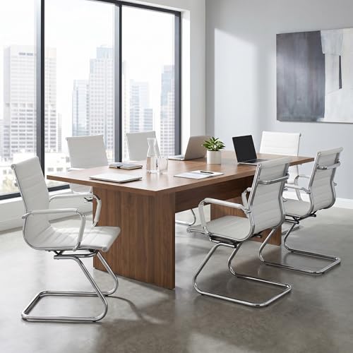 Image of HNY Leather Office Guest Chairs & Reception Chairs Set of 4, Modern Waiting Room Chairs with Arms, Desk Chair no Wheels with 4 PCS