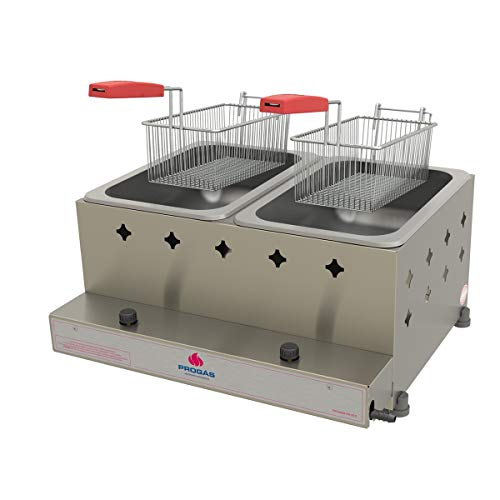 Fritadeira Profissional A Gás Progás Inox 2 Cubas 10 Litros Pr-20g