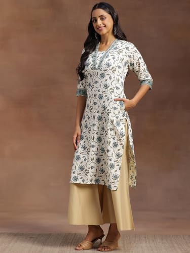 Image of Libas Printed Cotton Straight Kurta for Women