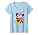 Womens Disney Big Mickey and Minnie Mouse V-Neck T-Shirt