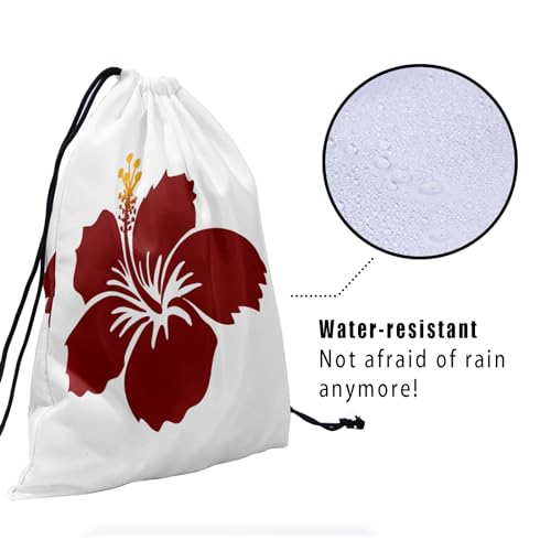 Hibiscus Flower Drawstring Grip Bags - Flower Gymnastics Gym Bag Floral Storage Pouch Gym Bag Waterproof Adjustable4