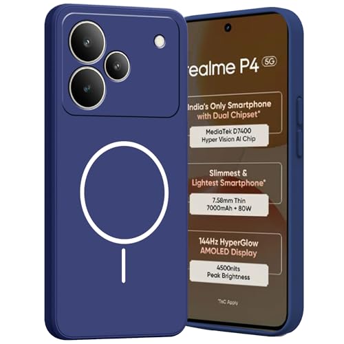 Image of Bintage Macc-Safe Print Rubber Candy TPU Cloth in-Side | Full Protect Matte Finish Soft Back Cover Case Compatible for Realme RMX5110 / Realme P4 - Blue