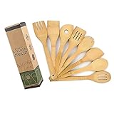 Los utensilios de cocina imprescindibles que te ayudarán a preparar deliciosas recetas 6 8 Piezas Juego de Utensilios de Cocina de Madera de Bambú, Cuchara y Espátula, Mezcla Ollas y...