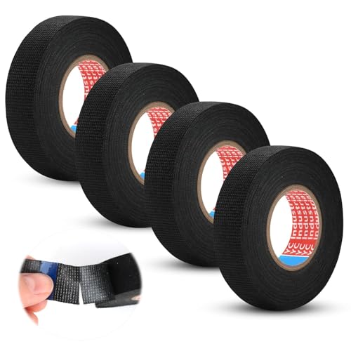 Frypay Ruban de Câbles Résistant à la Chaleur Rubans ÉLectrique Bande Isolant en Tissu d'Acétate Ruban Adhésif pour Faisceau Ruban de Câblage Automobile 4PCS