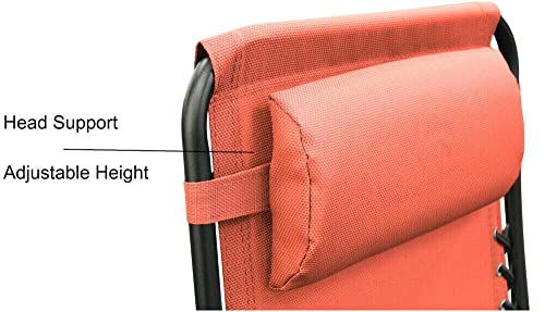 Image of Ash & Roh Zero Gravity Lawn Chair Anti Gravity Lounge Adjustable Recliner Pillow Outdoor Camp Chair for Poolside Backyard Beach, Support (Orange)