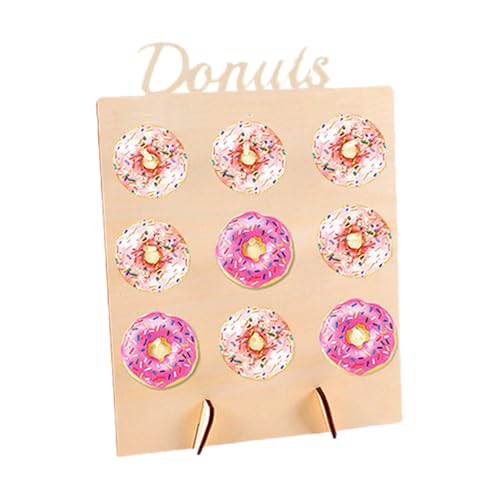 HUSUNEE 木製ドーナツスタンド | 木製9ペグラスティックドーナツホルダー - デスクトップドーナツディスプレイラック センターピース ビュッフェ カフェ パーティー ウェディング クリスマス バースデー - ダイニングテーブル