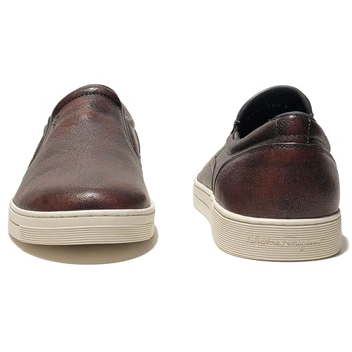 Slip-on 8 D 41 Men's MIRAGGIO Brown Pebbled Leather Loafers Sneakers (Salvatore2