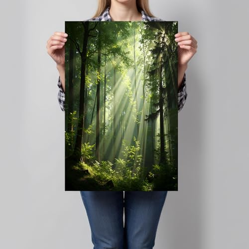 Póster de pared de paisaje verde bosque en 70x100cm que ilumina y decora salones modernos 2