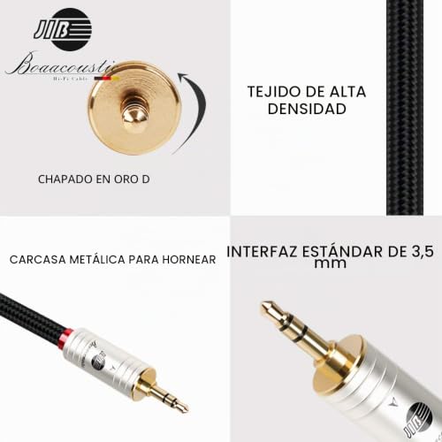 Cable mini Jack a mini Jack 3.5mm BOAACOUSTIC de audio hifi para coche y PC 1m 5