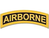 Yellow Airborne Tab Shaped Sticker (Logo Army SSI air Military Vinyl (2.5 x 7 inch)