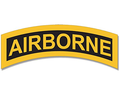 Yellow Airborne Tab Shaped Sticker (Logo Army Ssi Air Military Vinyl (2.5 X 7 Inch) #TOP5