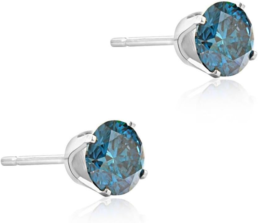Pompeii 1-4 Ct Blue Diamond Studs in 14k Gold Lab Grown (Blue,VS2-SI1)