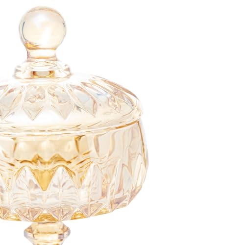 WOLFF Potiche Decorativo de Cristal Com Pé Louise Âmbar 11cm x 18cm - Enxoval - Decoração - Organiza