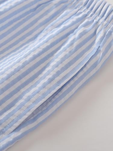 Image of Latuza Women's Cotton Bermuda Long Pajama Shorts Seersucker PJ Sleep Shorts