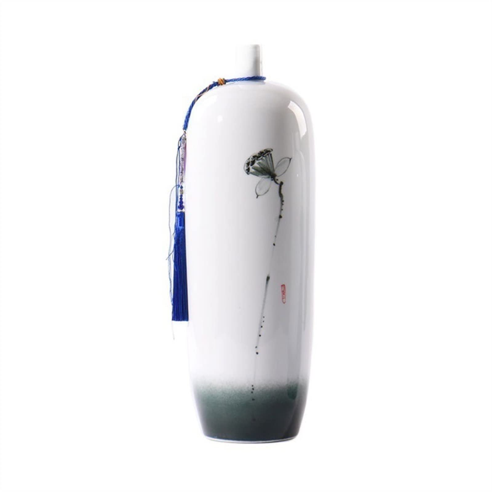 asdchZen Vases,High End Zen Interior Ornament Porch Ornament Vase Large Floor Ceramic Vase/White/14 * 44Cm,White-17 * 53Cm