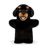DEMDACO Animalcraft Black and Brown 11 Inch Stuffed Plush Puppet Burt The Rottweiler Dog