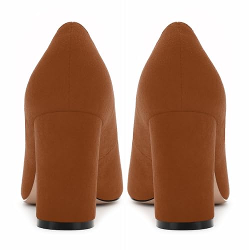 Women's Pumps, Closed Round Toe Block High Heel Pumps, Comfortable High Chunky Heels Pumps Shoes for Women4