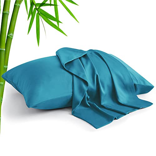 Image of BEDELITE Cooling Pillow Cases Queen 2Pcs, Rayon Made from Bamboo, Teal | Cooling and Breathable Pillow Cover for Hot Sleepers & Night Sweats, Silky Soft Cozy, Envelope Closure, 20 inchx30 inch