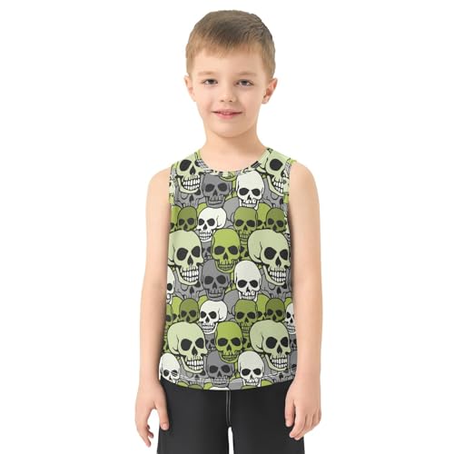 J JOYSAY Skull Head Pile Olive Boys Tank Top Sleeveless Muscle Shirts Quick Dry Kids T-Shirts 3-15T2