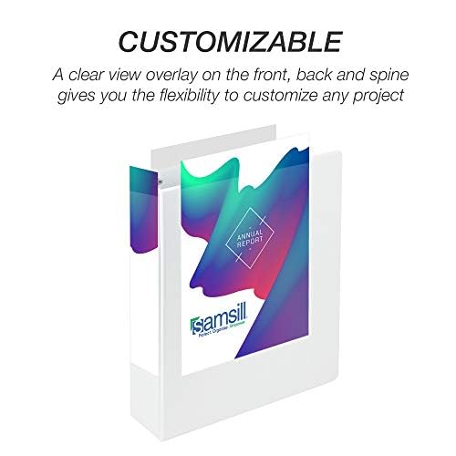 Image of Samsill Durable 2 inch 3 Ring Binder, D Ring Binder, 100% Recycled Chipboard, White, 4 Pack