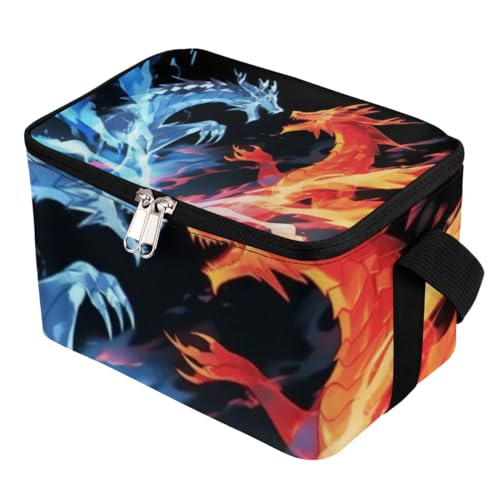 Lunch Bags for Women Men 9 Cans,Dragon Hot & Cold Food Delivery Bag Insulated Grocery Bag Insulated Lunch Box Abstract Dragon Cooler Bag for Office Work Picnic Beach