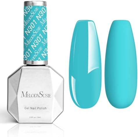 MelodySusie Thick Turquoise Blue Gel Nail Polish,0.5fl oz Nails Soak Off UV LED Light Blue Gel Polish Christmas Gift for Women Nail Art Manicure Salon DIY Nail Design Decoration at Home-N301