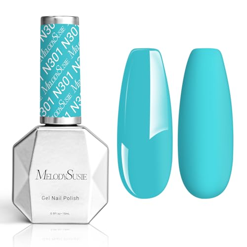 MelodySusie Thick Turquoise Blue Gel Nail Polish,0.5fl oz Nails Soak Off UV LED Light Blue Gel Polish Christmas Gift for Women Nail Art Manicure Salon DIY Nail Design Decoration at Home-N301