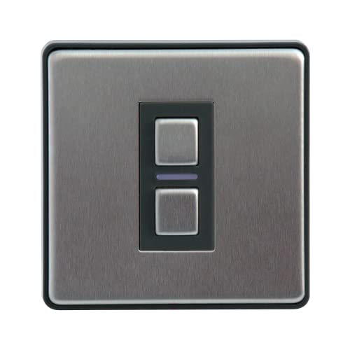 Lightwave LP21 Smart Dimmer, 1 Gang, Works with Alexa, Google Assistant, HomeKit, iOS & Android Compatible - Stainless Steel