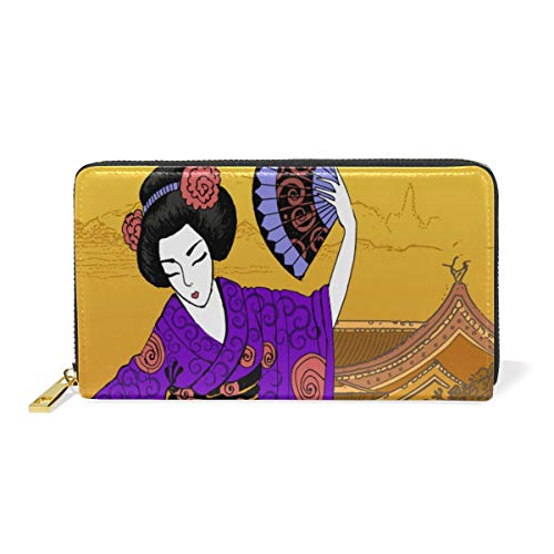 Portefeuille geisha japonais en cuir véritable idée cadeau originale pour femme raffinée