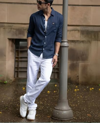 Image of IndoPrimo Men's Regular Fit Cotton Casual Shirt | Premium Solid Full Sleeve Shirt