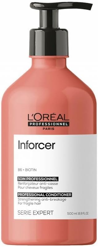L’Oréal Professionnel, Verstevigende Conditioner, Voor Droog en Breekbaar Haar, Beschermt Tegen Haarbreuk en Maakt het Haar Zacht, Met Vitamine B6 en Biotine, Inforcer, 500ml