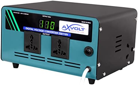 Axvolt Elite 1000W Step-Down Voltage Converter | 220V–240V to 110V–120V Heavy-Duty Transformer | Digital Display & Thermal Reset Protection | Universal Socket for US & Japan Appliances in India