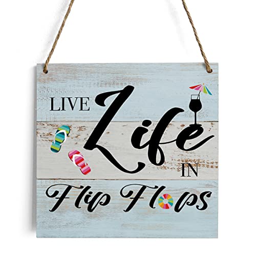 Rustic-Beach-Sign-Beach-Decor-Beach-Gifts-Wood-Wall-Art-Wall-Hanging-Decor-Beach-House-Kitchen-Decor-Coastal-Sign-Wooden-Decorative-Plaque-Sign-Beach-Decorations-for-Home-Live-Life-in-Flip-Flops Rustic Beach Sign Beach Decor Beach Gifts Wood Wall Art Wall Hanging Decor Beach House Kitchen Decor Coastal Sign Wooden Decorative Plaque Sign Beach Decorations for Home Live Life in Flip Flops