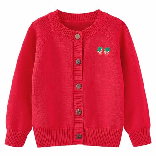 Zipper Hoodie Women Toddler Girls Cardigan Sweater Autumn/Winter Strawberry Print Solid Color Knitted Skirt Outfit Girl