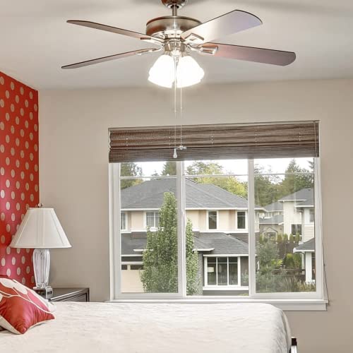 Image of Ceiling Fan Pull Chain,24Inch Extra Long with Decorative Frosted Glass Bulb and Fan Cord,Fit All Standard 3mm Diameter Ceiling Fans(Light Nickel)