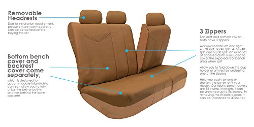 Fh Group Automotive Seat Cover Rome Pu Leather Full Set Beige, Airbag Compatible Combo Non-Slip Dash Pad Split Bench Tan Car Seat Cover Interior Accessories Universal Fit Car Truck Suv Car Accessories #TOP7