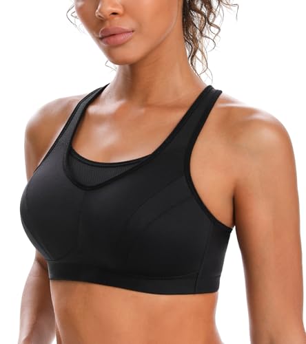 HACI High Impact Sports Bra for Women,Bounce Control Full Figure Wireless Plus Size Supportive Sports Bra