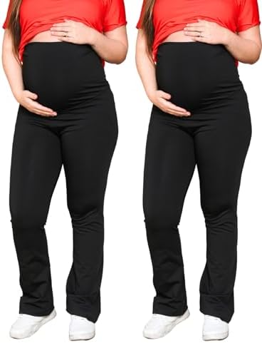 Kit 2 legging gestante flare calça grávida boca larga longa supor...