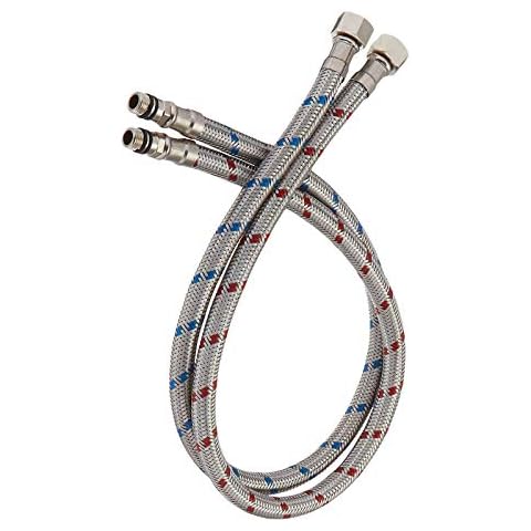 Bathadore Supply Hose x 2 Pcs (1 Pair) 40-Inch Long Faucet Connector Braided Stainless Steel 3/8-Inch Female Compression Thread x M10 Male Connector for Bathroom and Kitchen Cover